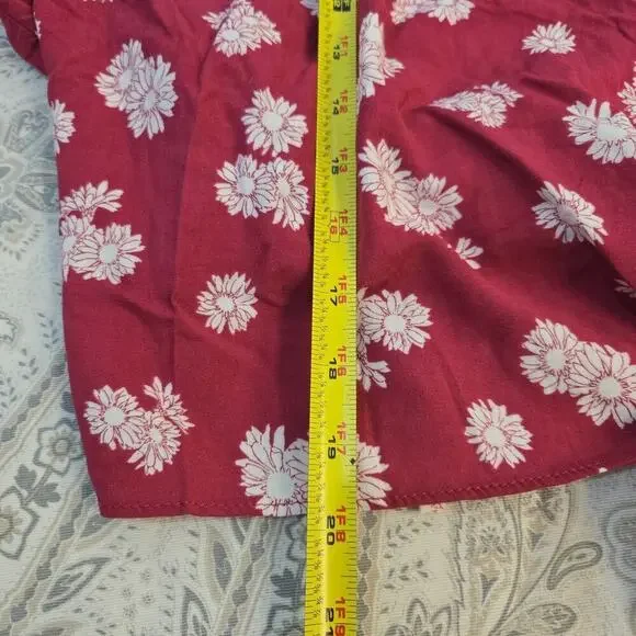 Lush Side Tie Wrap Top Floral sz XL Raspberry pink Resort wear Work wear Church - Picture 7 of 8